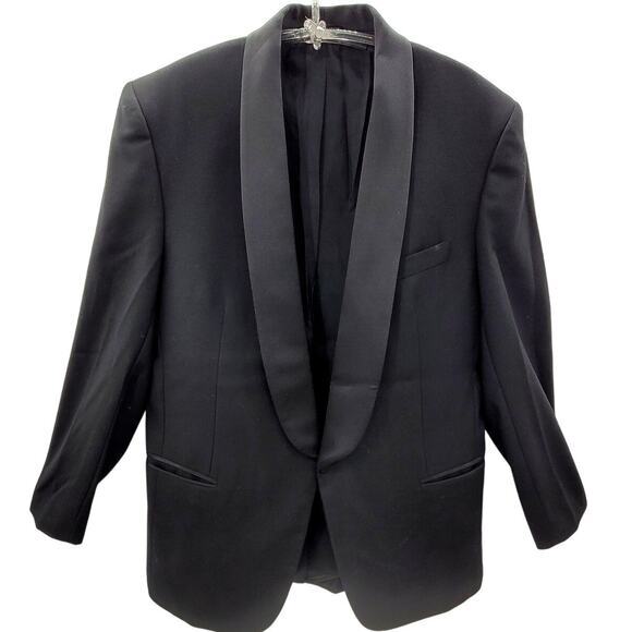 Vito Rufolo Vintage Black Satin Collar and‎ Button Tuxedo Blazer Jacket s44 - Picture 1 of 15